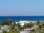 Blick vom Hotelzimmer im Agapi Beach Hotel in Ammoudara auf die Insel Dia (GR).